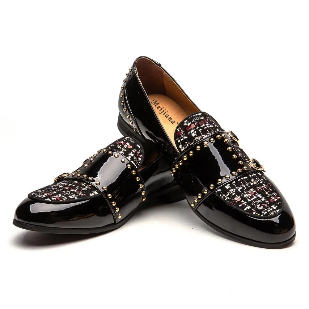 MEIJIANA Paint Belt Buckle Dinner shoes Plaid Pattern 2019 New Men's Loafers Brand Casual Shoes Wedding | Обувь