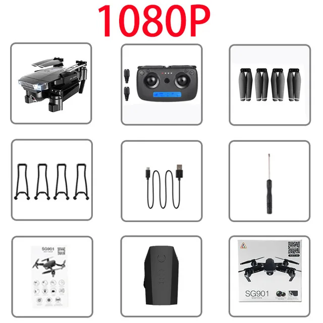 1080p Gift box Дрон SG901 4K Дрон HD Двойная камера WiFi передача от первого лица оптический поток стабильная высота зарядное устройство для квадрокоптера Дрон камера Дрон квадракоптер вертолет квадрокоптер квадрокоптер с камерой - Цвет: 1080p Gift box
