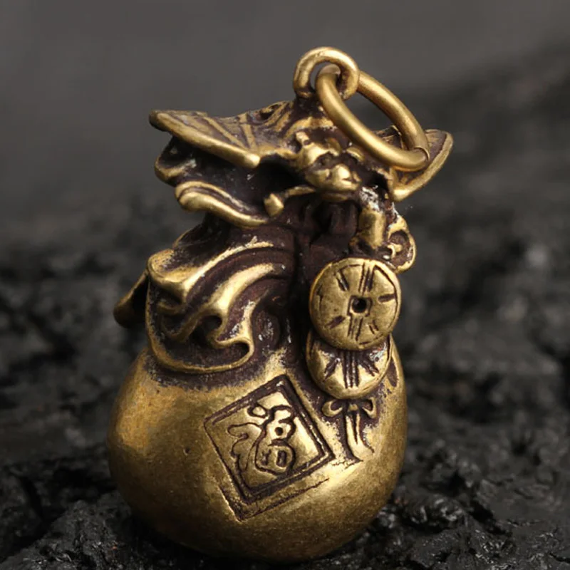 Ремесла брелок кулон орнамент благословение мешок латунь Статуэтка Статуя