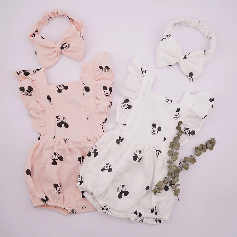 Дисней для новорожденных и маленьких девочек боди комплект одежды малышей с