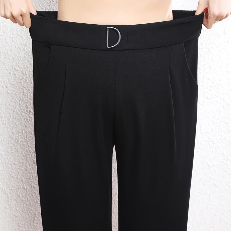 

Chifirena Plus Size High Waist Stretch Women Pants Elegant Office Ladies Black Trousers Female Casual Loose Black Pants 2020