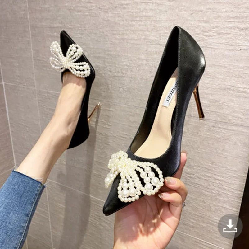 

Женские туфли-лодочки на шпильках, элегантные черные кожаные туфли на шпильках, обувь для вечерние ринки или свадьбы, весна 2022