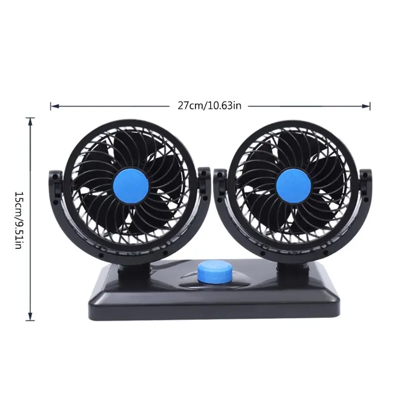 

Car Fan 12v Dual Rotary Heads Silent 360 Degree Rotary 2 Speed Adjustable Dual Car With Cigarette Lighte