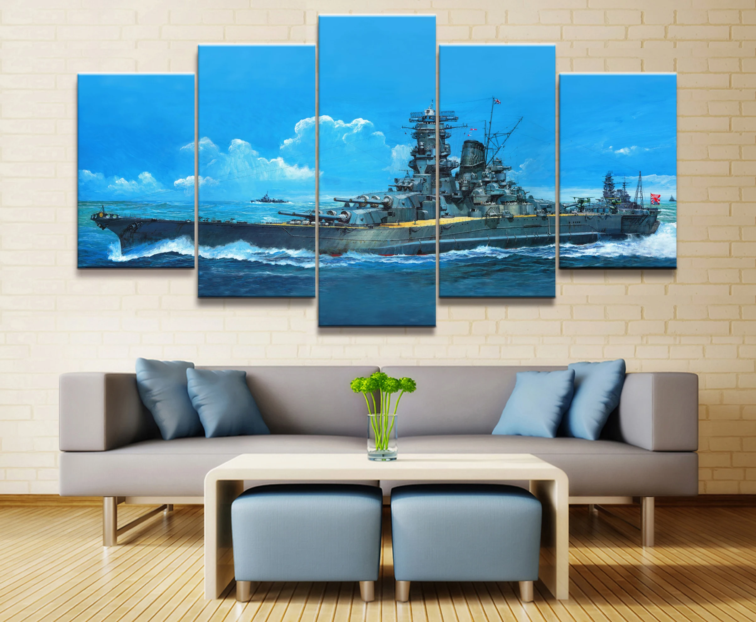 5 Панель японский Ямато война оружие плакат печатные картины для Гостиная Wall Art