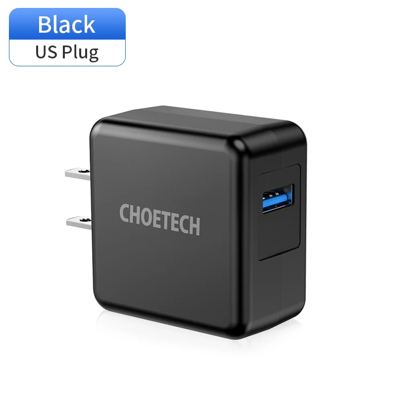 US Black CHOETECH Быстрая зарядка 3,0 18 Вт USB настенное зарядное устройство для iPhone XR XS X 8 8 Plus зарядное устройство для мобильного телефона для samsung Galaxy S9 Plus Note8 - Тип штекера: US Black