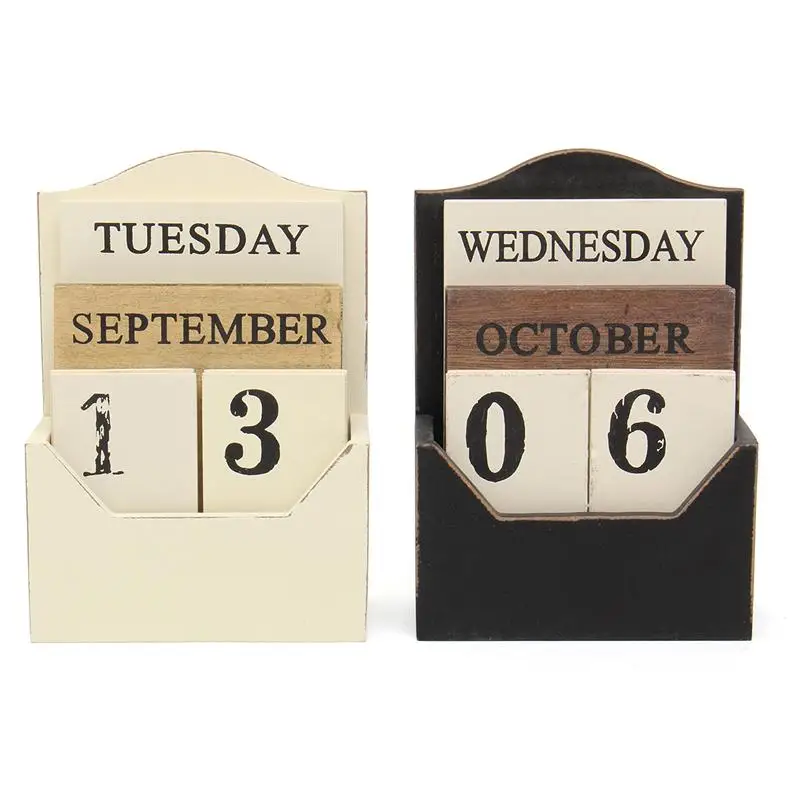 Деревянный Настольный календарь Ретро винтажный деревянный блок вечный