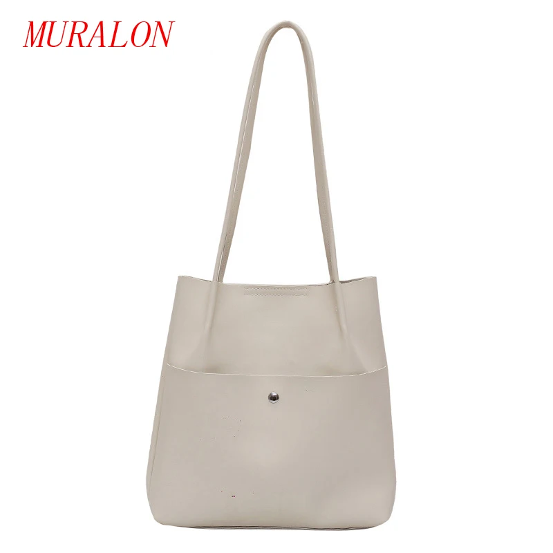 

Female Bag Leather The New Tote Large-capacity Versatile Fashion PU Leather Tote Bag Aesthetics Ladies Bags