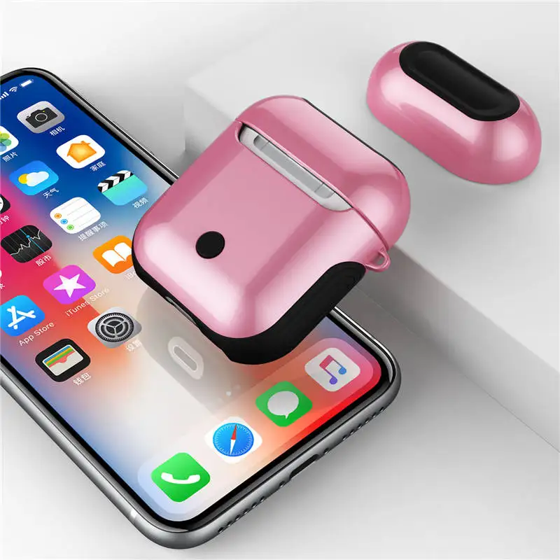 Защитный чехол для беспроводных наушников AirPods 2 в 1 глянцевый с функцией зарядки |
