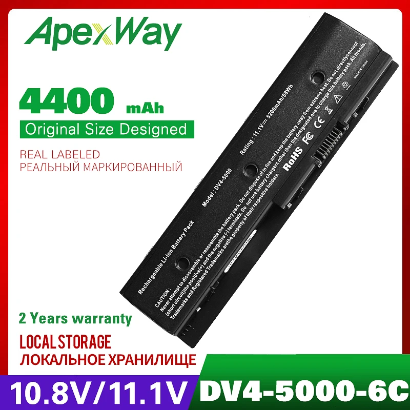 Аккумулятор ApexWay для ноутбука HP Envy dv4 11 1 В 4400 мА/ч 5200 m6 Pavilion dv6 7200 MO06 H2L55AA