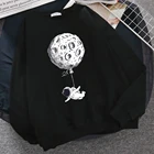 Свитшот мужской с мультяшным астронавтом Луной и воздушными шарами, уличный тренировочный костюм в стиле хип-хоп, толстовки большого размера, уличная одежда свободного кроя