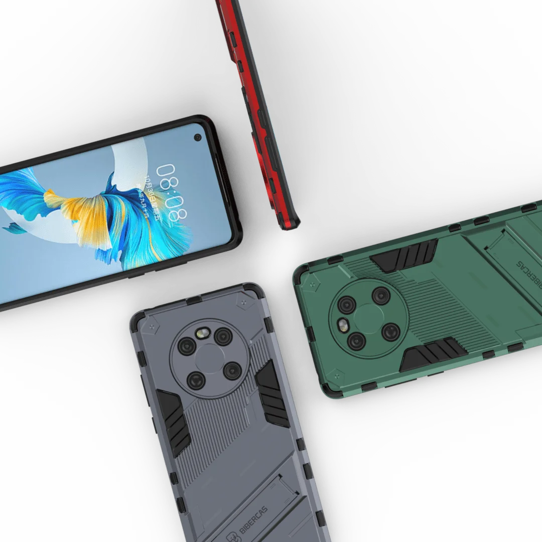 for huawei mate 40 30 pro hard rubber armor bracket cover case punk stlye protect shockproof for p 50 nova 8 pro free global shipping