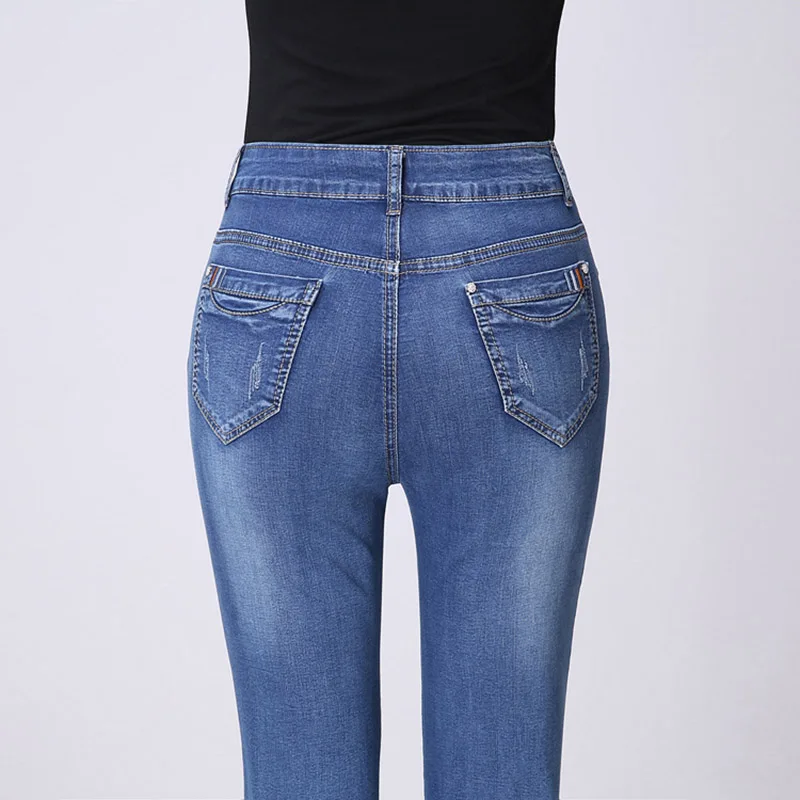 Джинсы Jbersee женские с завышенной талией до колен эластичные штаны из денима лето