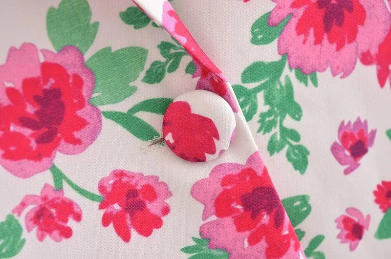 

Elegant Floral Print Single Button Oversized Women Blazers and Jackets 2021 Autumn Long Sleeve Notched Loose Ladies Blazer Coat