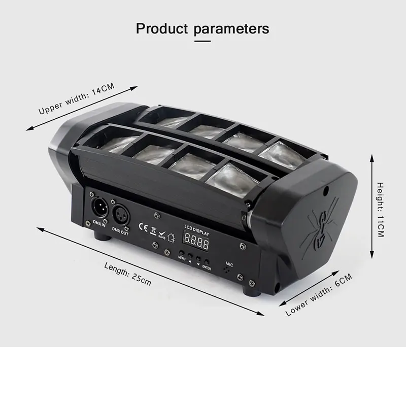

LED spider stage light 8*10W soundcontrol moving head lighting Dj Disco holiday party projector