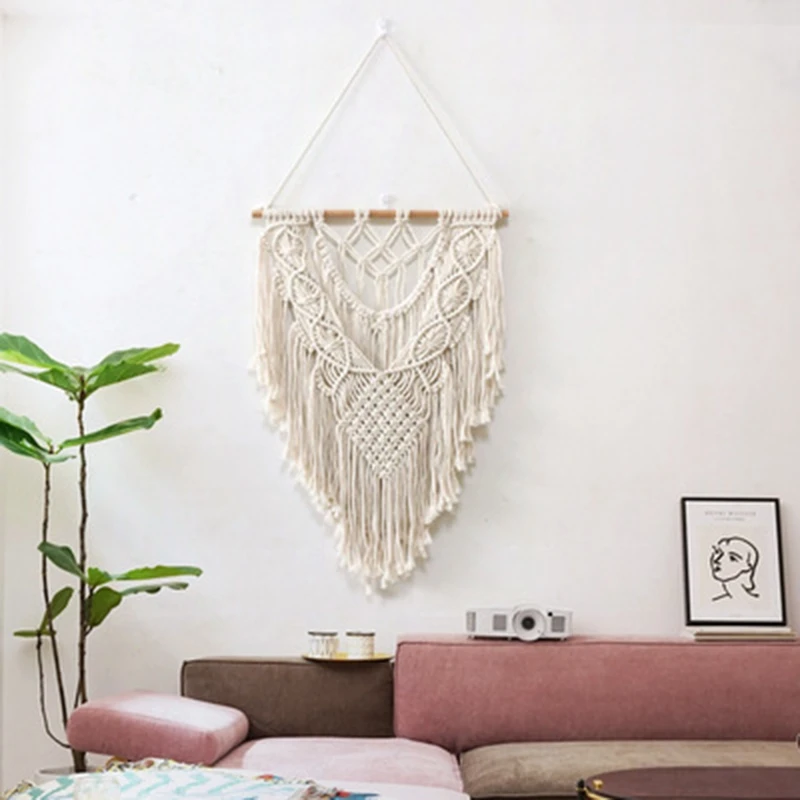

Hand Pendant Macrame Wall Hanging Boho Woven Tapestry Bohemian Crafts Room Decoration Gorgeous Tapestry for Home Decor