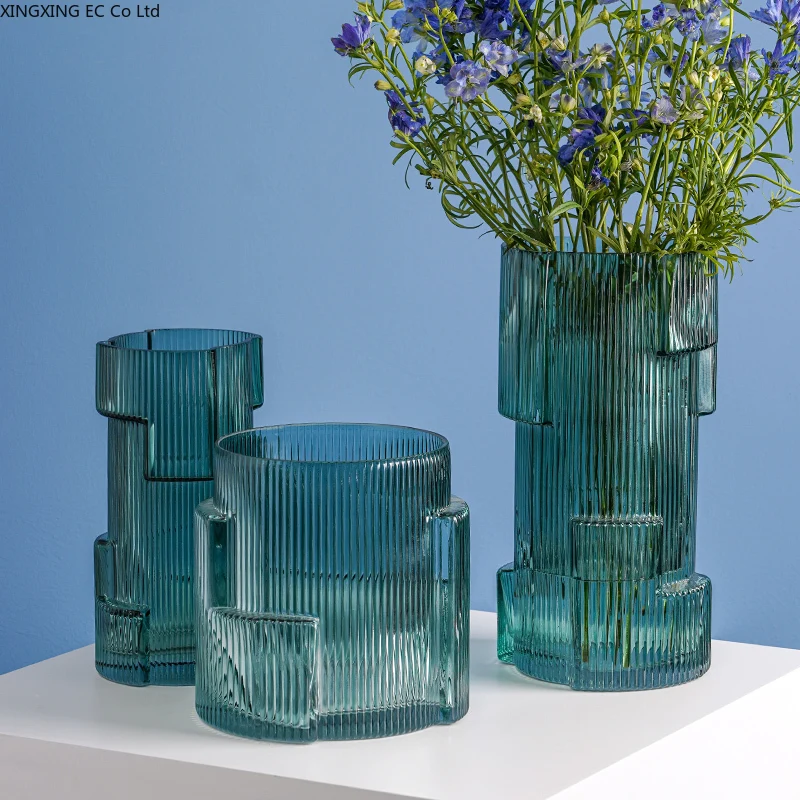 

Креативная Геометрическая полоска украшение для стеклянной вазы, для дома, гостиной, обеденного стола, Цветочная композиция, аксессуары для сухих цветов