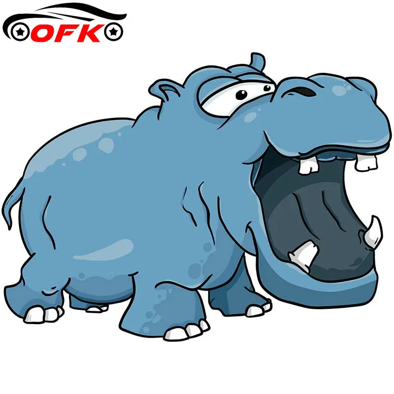 

OFK Hippo Cartoon Sticker Vinyl Auto Accessories Window Styling Decal PVC 13cm*10cm .