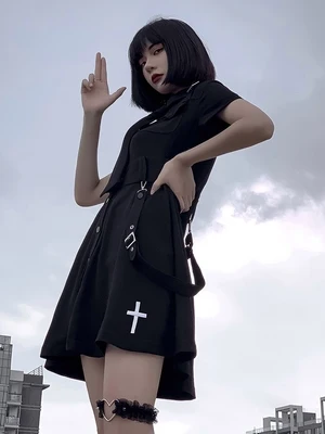 Черное готическое платье в стиле &quotЛолита&quot крутая униформа для девушек