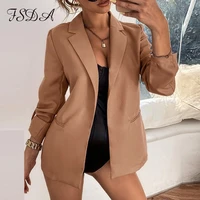 fsda 2020 autumn winter blazer women casual elegant long sleeve office jacket lady solid fashion suit coat formal blazer