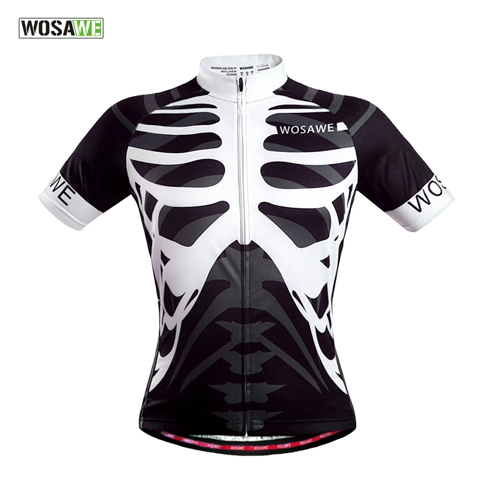 

WOSAWE Skeleton Cycling Jersey Polyester Quick Dry Short Sleeve Bike Jersey Mallot Ciclismo Hombre Verano