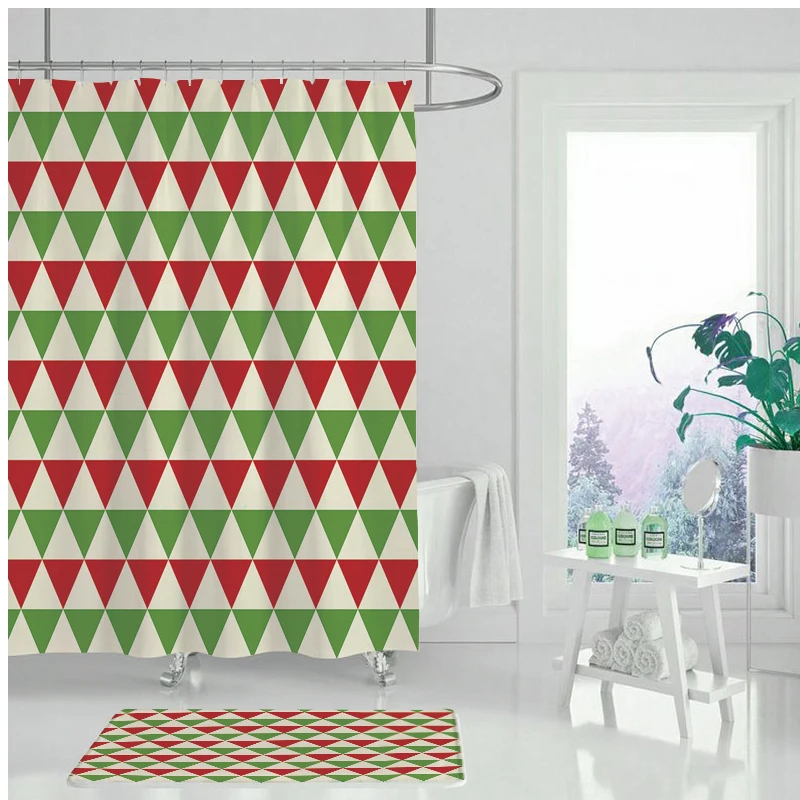 Современная занавеска для душа три цвета Геометрическая водонепроницаемая