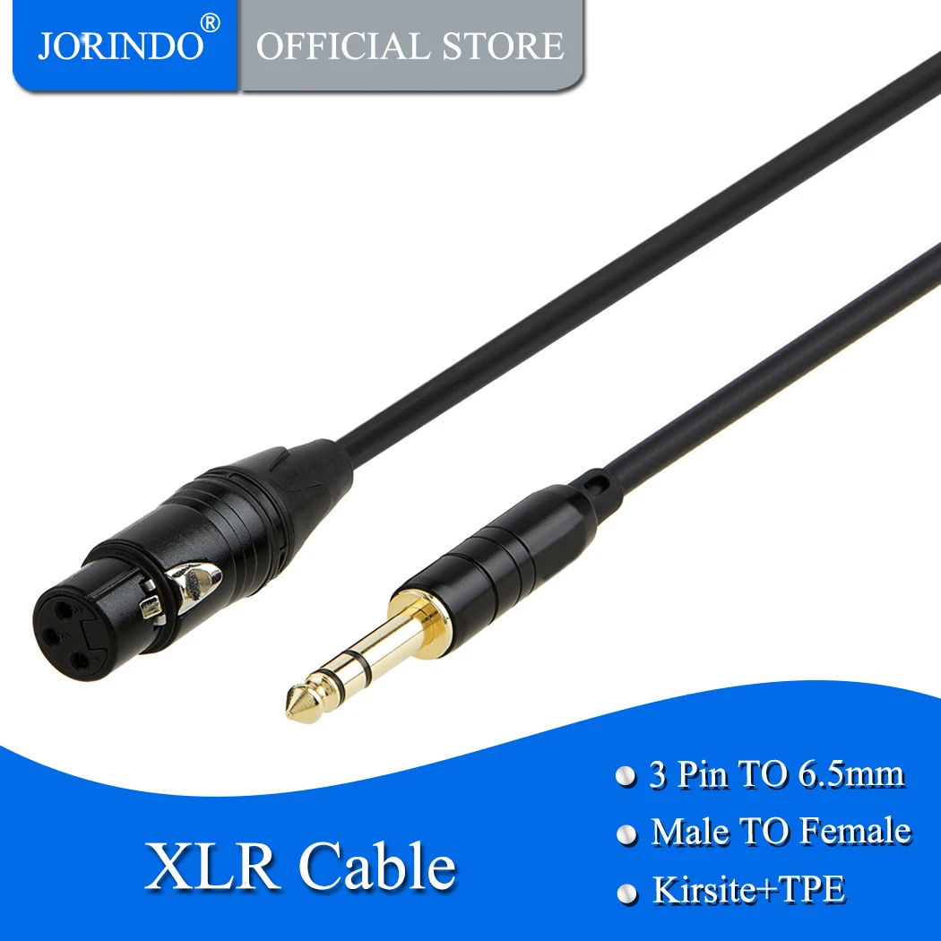 Jorinдо TRS 6 35 мм (1/4 дюйма) штекер к XLR женскому кабелю черный мягкая ПВХ оболочка