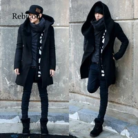 2019 new arrival winter trench coat men double button cheap mens trench coat hoody mens long trench coat size m 3xl