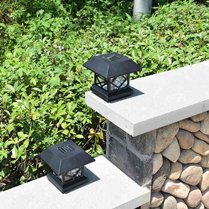 

2Pcs Waterproof Landscape Solar Light LED Outdoor Post Deck Cap Column Fence Landscape Lamp Night Decor Solar Lamp