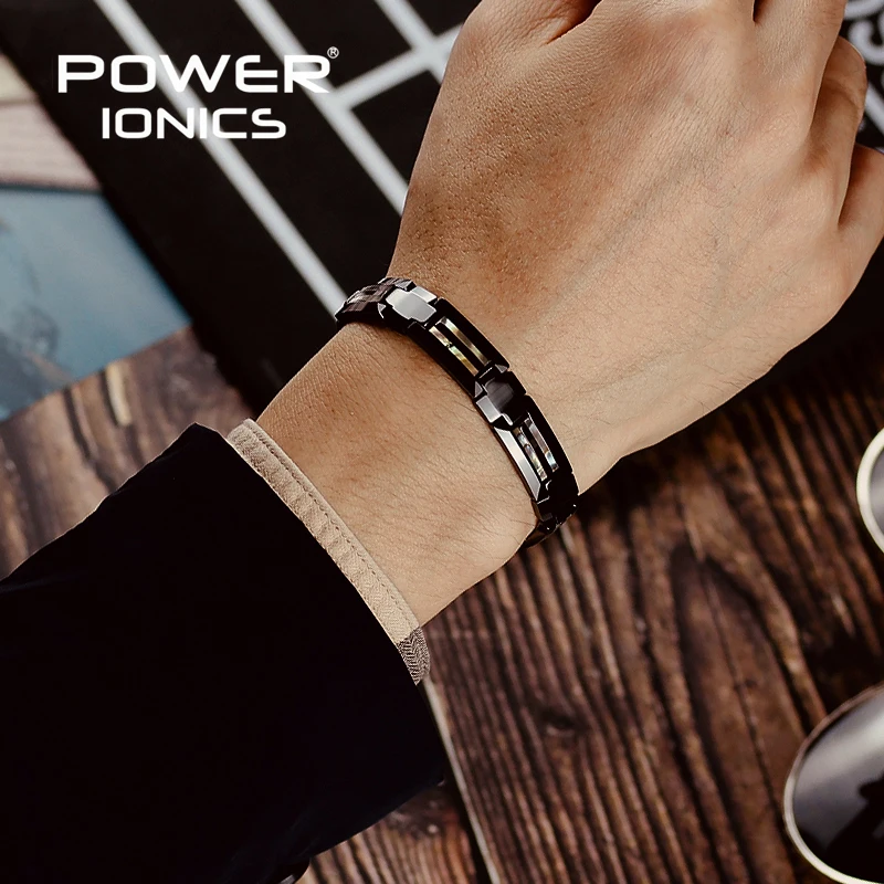 Магнитный браслет Power Ionics черный керамический из натуральной раковины унисекс