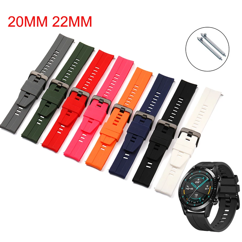 

20MM 22MM Quick Release Straps For huawei watch gt 2 Silicone Watchband Samsung Watch 46mm 44mm 42 40mm Wristband Accessories