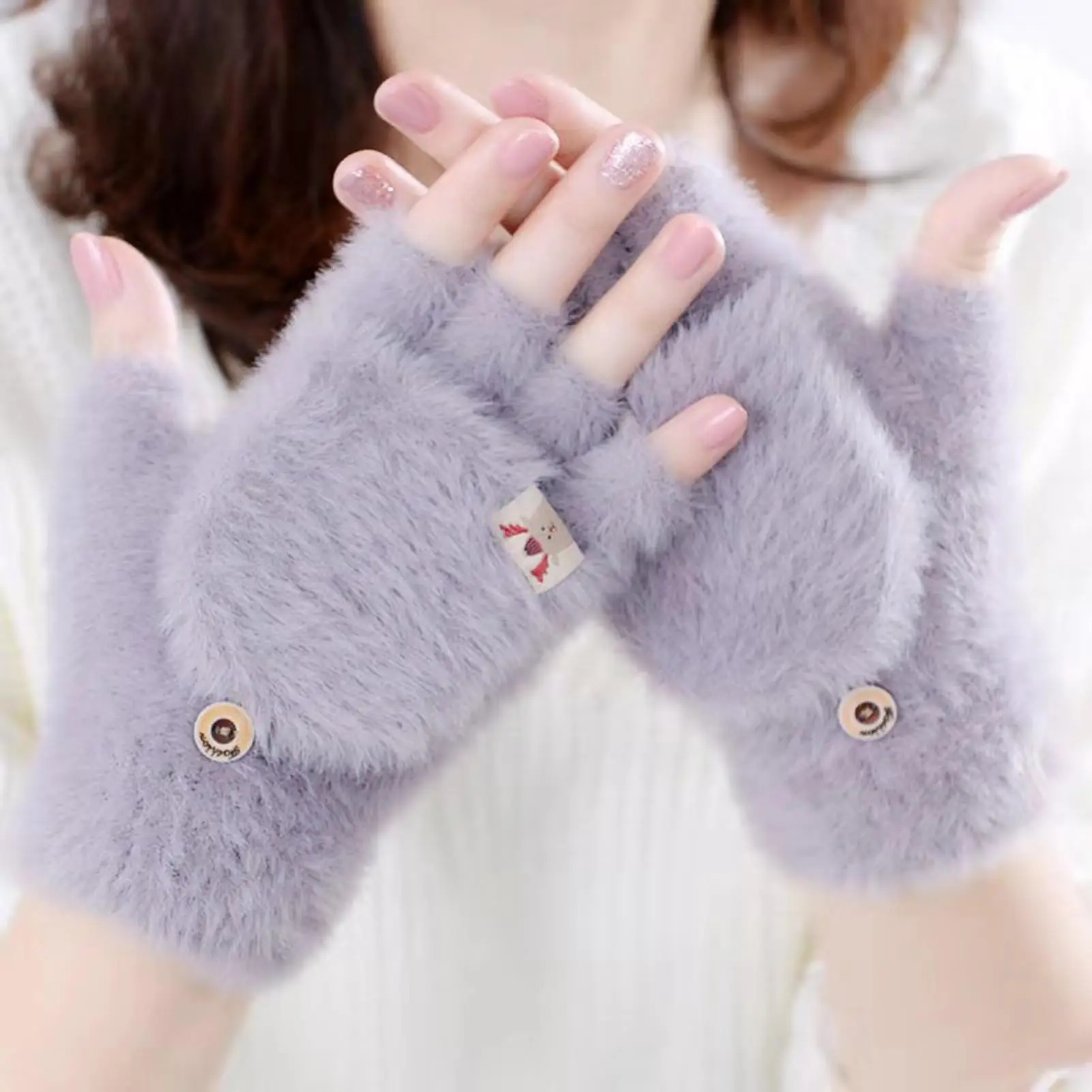

Winter Women Warm Gloves Half Full Finger Mitten Outdoor Activities Hand Warmer