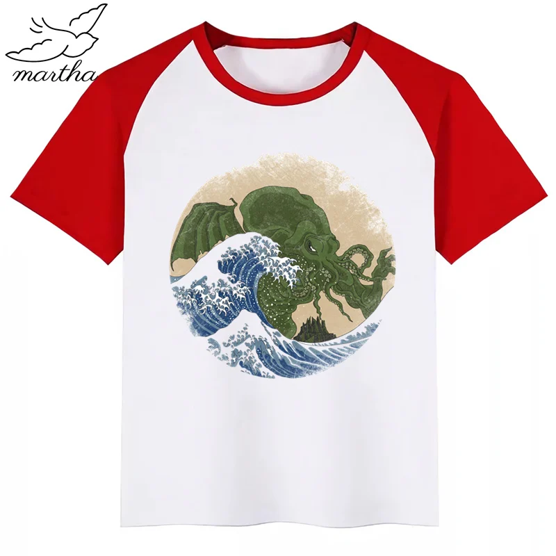 Детская футболка с Cthulhu принтом забавная мультипликационная кавай девочка Топ