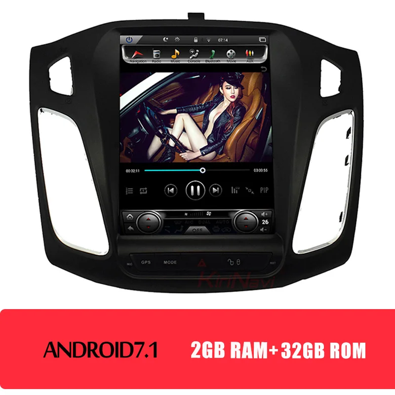 Android Car Radio KiriNavi вертикальный экран Tesla стиль 10," Android 8,1 автомобильный Радио gps навигация для Ford Focus DVD Автомобильный плеер 2012 - Цвет: Android Car Radio