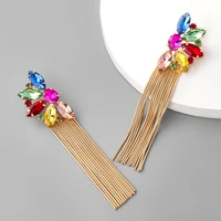 jijiawenhua new trend rhinestone alloy tassel pendant style womens earrings dinner party fashion statement jewelry accessories