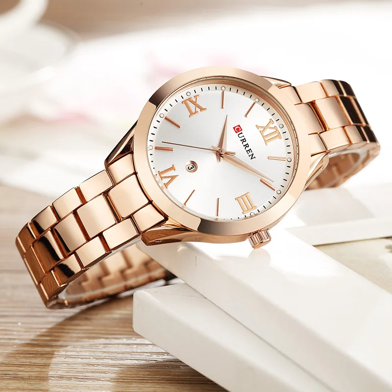 CURREN золотые часы женские дамские стальные часы-браслет Relogio Feminino Montre Femme 9007 |
