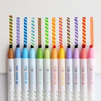 12pcs magic color highlighter pen double headed epoptic allochroi liner drawing pens stationery office school art supplies h6809