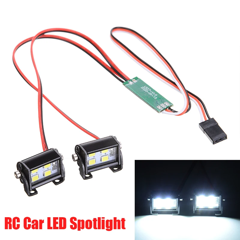 

1pcs 4 LED Light Highlight Spotlight Double-row RC Car Hood Bumper LED White Light for SCX10 D90 90048 1/10 RC Car