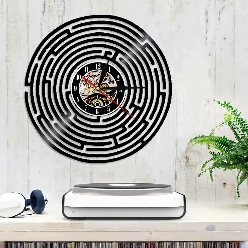 Настенные часы с абстрактным лабиринтом минималистичные мистические