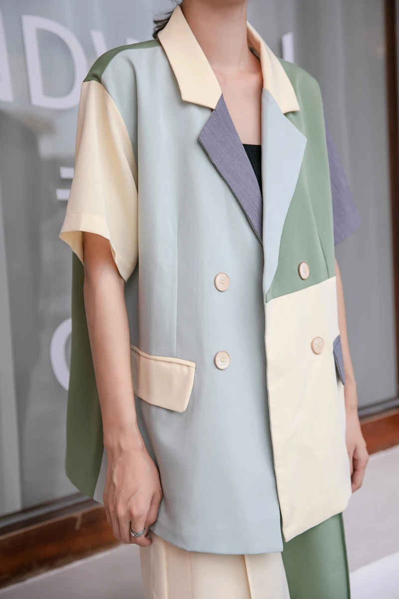 Женский двубортный Блейзер CHEERART летние модные дизайнерские пальто и куртки в