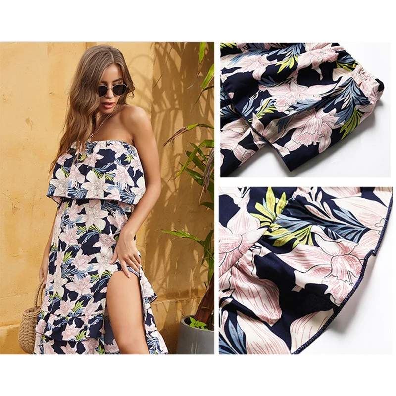 

Bohemian Women Summer Dress Floral Boho Dresses Off Shoulder Maxi Dress