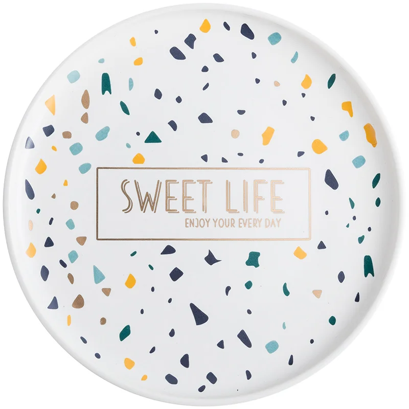 

Nordic Western Steak Ceramic Plate Black White Spot Creative Salad Plate Restaurant Party Fashion Simple Tableware
