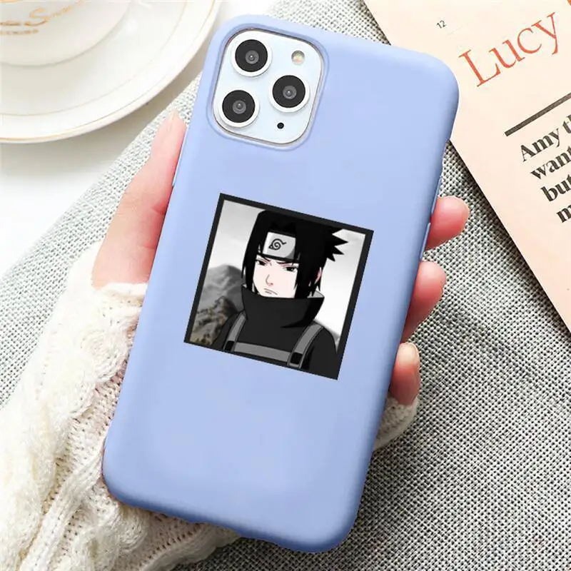 

Naruto aesthetics Sasuke Akatsuki Phone Case Candy Color for iPhone 6 7 8 11 12 s mini pro X XS XR MAX Plus
