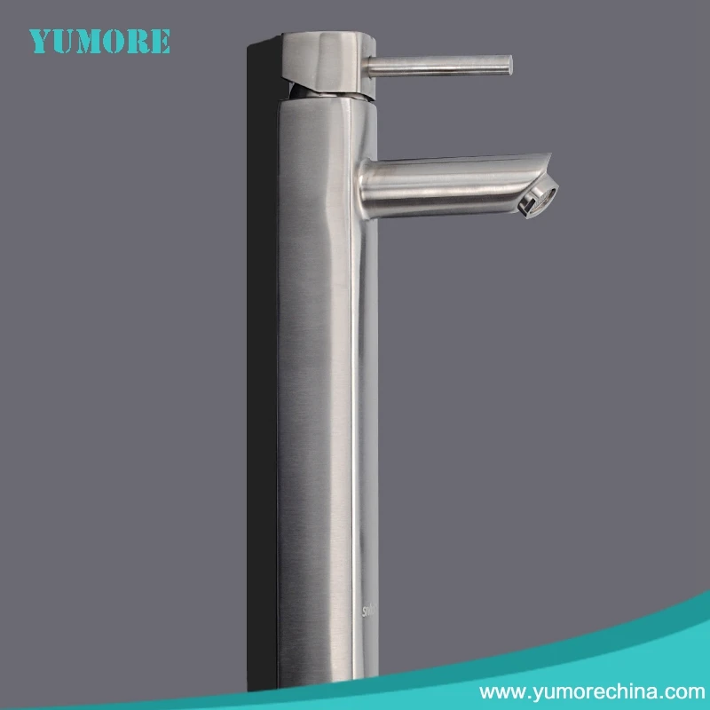 

YUMORE Bathroom Faucet Tall Vessel Sink Faucet Single Handle One Hole Basin Mixer Tap Lavatory Vanity Brass Pop Up Drain without