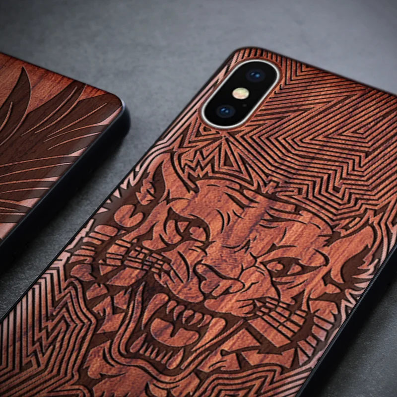 Реальный деревянный чехол для iPhone X XR XS нового образца, вырезанный из дерева + рамка из TPU для Apple Max.