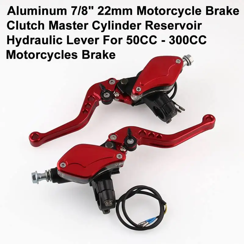 

Pair Universal Motorcycle Hydraulic Brake Clutch Master Cylinder Reservoir Lever(Red)
