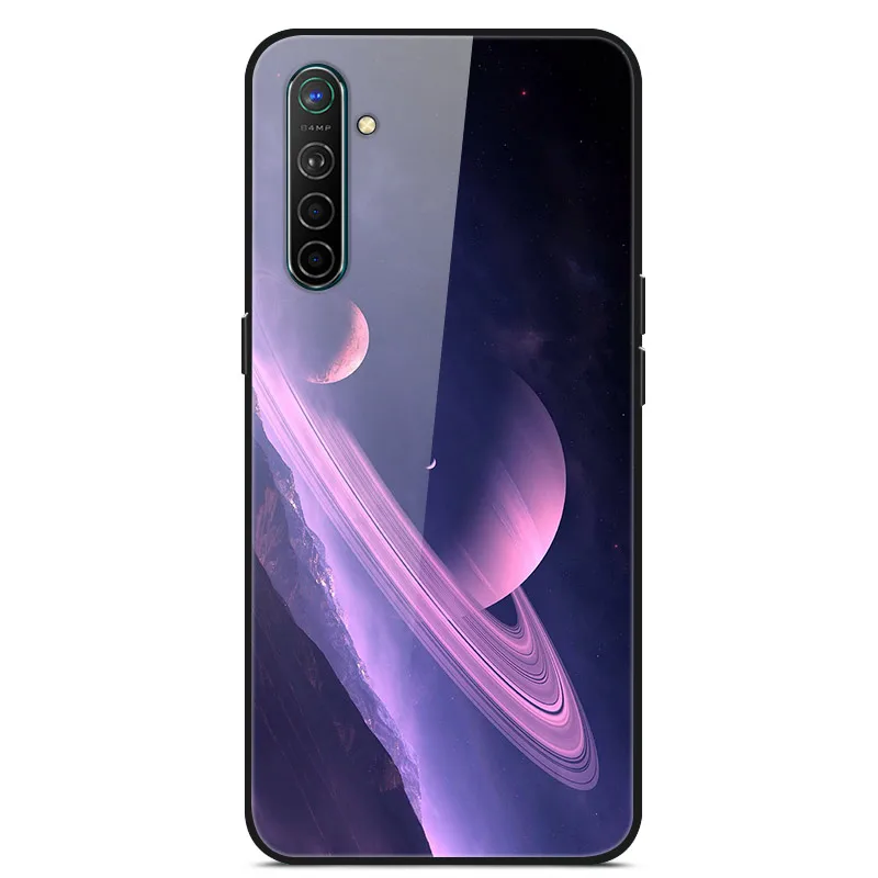 Чехол для Oppo Realme X2, чехол из закаленного твердого стекла для Oppo Realme XT X2 Pro, чехол, мягкий силиконовый бампер с принтом - Цвет: Флуоресцентный желтый