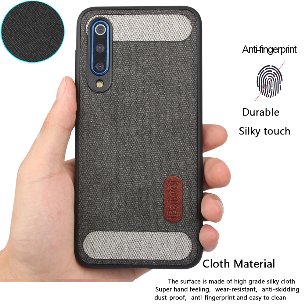 Модный тканевый тряпичный чехол для Xiaomi Mi 9 SE PC Back Мягкая силиконовая Обложка Edge