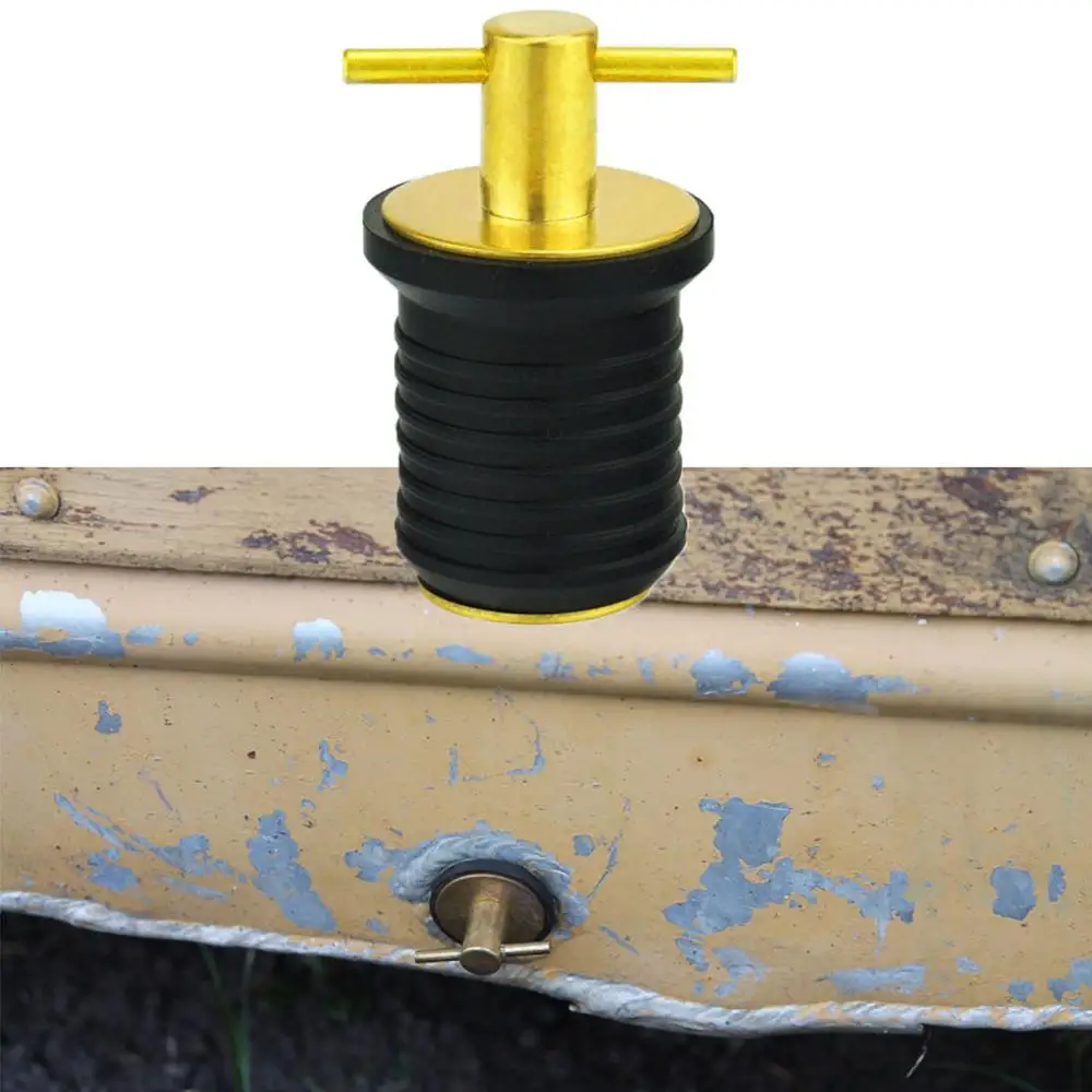 

Brass + Rubber Yacht Hull/Livewell/Baitwell Twist Drain Plug Turn-tite Plug