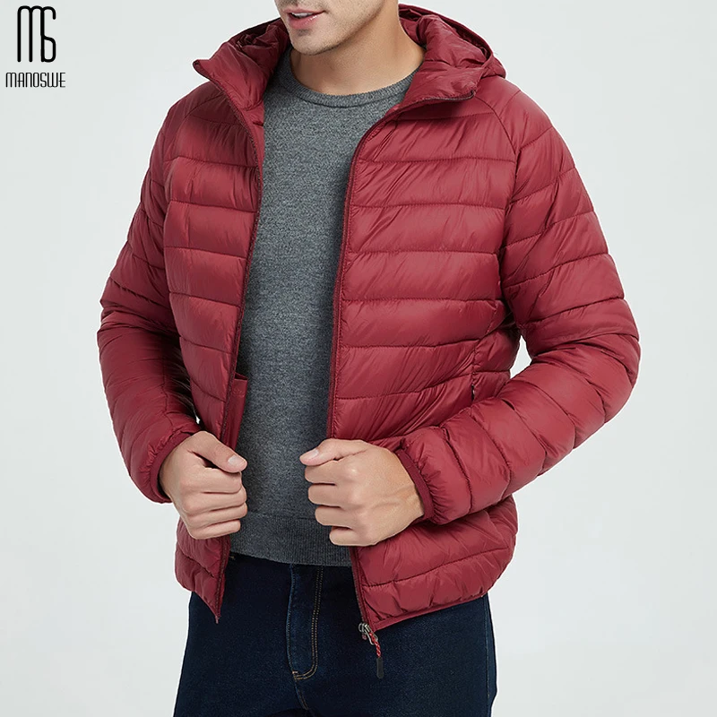 Мужской тонкий пуховик Manoswe хлопковый Повседневный теплый на молнии с капюшоном