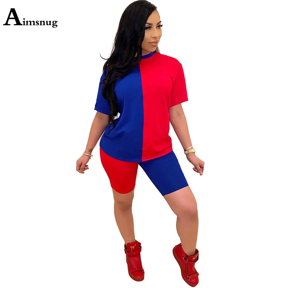 

2021 Plus Size 5xl Women's Tracksuit Sets Patchwork Top And Skinny Shorts Set African Style Two Piece Outfits Sexy Femme Clothes